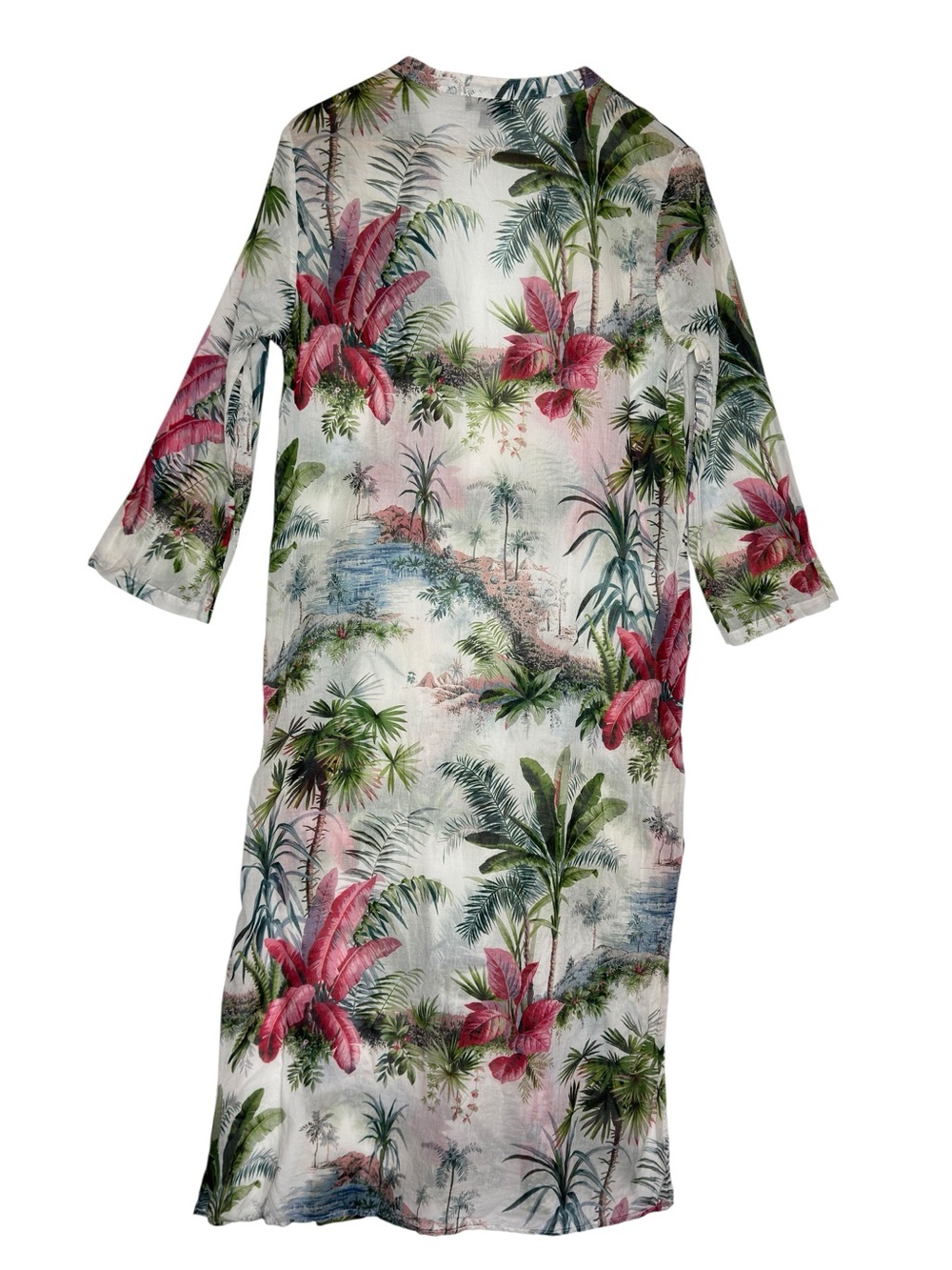 Pierre Frey for J.Crew Tropical Botanical Maxi Tunic Dress Cover-Up Size Small - Picture 3 of 13